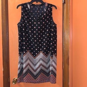 *3 for $25* Sweet RAIN Black w/ Orange design all over Mini Dress women size L